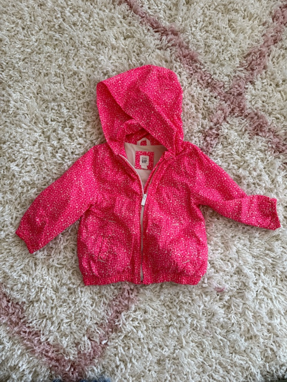 GAP Pink Hooded Toddler Windbreaker 12-18M